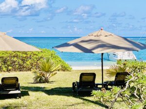 sun beds beachfront trou aux biches